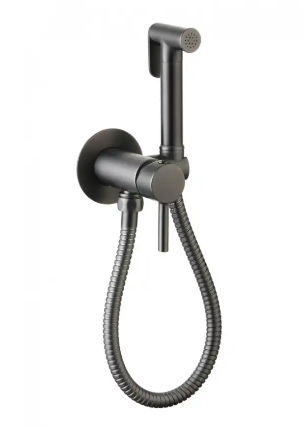 Гигиенический душ со смесителем CeramaLux KRS/008, цвет оружейная сталь фото 1