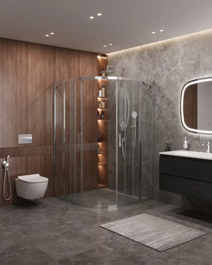 Душевой уголок CEZARES MOLVENO-R-22-90+30-C-Cr-IV стекло Прозрачное, профиль Хром фото 6