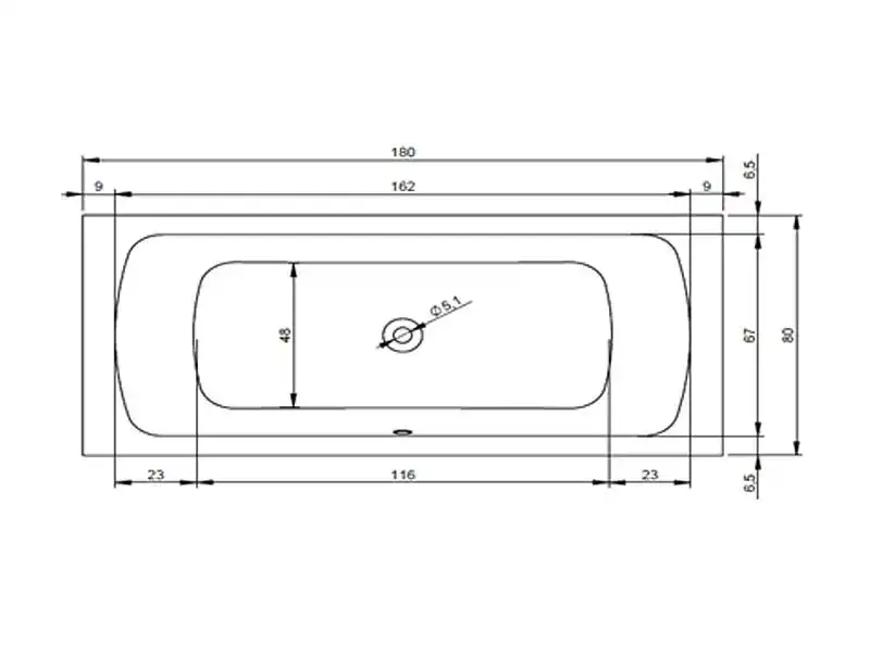 Акриловая ванна Riho Turin 180x80 прямоугольная B155001005 фото 4