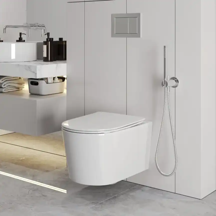 Подвесной унитаз Grossman GR-4499SQ безободковый, смыв торнадо, Белый глянцевый фото 5