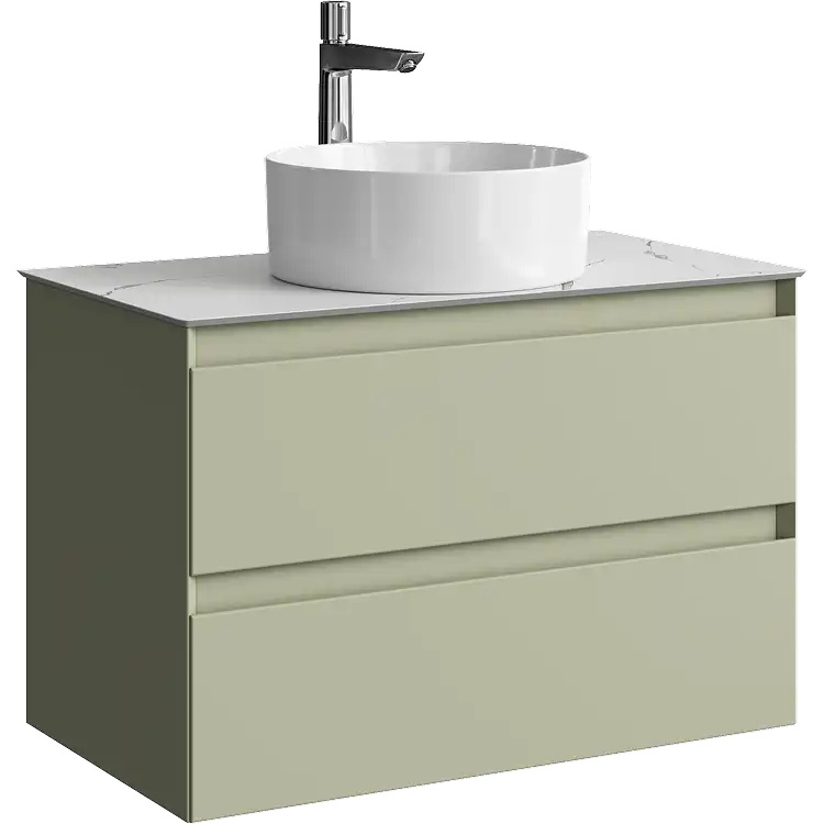 Тумба с раковиной подвесная Aqwella Geometria 80 GE01082SH+STG814X476MW, со столешницей мрамор белый, цвет зеленый шалфей фото 1