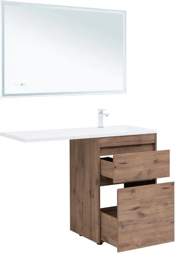 Тумба под раковину Aquanet Токио 120/58 дуб веллингтон (напольная 2 ящика) 333648 фото 6