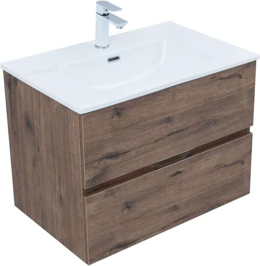 Тумба под раковину Aquanet Алвита New 70 2 ящика, дуб веллингтон табак 334185 фото 10