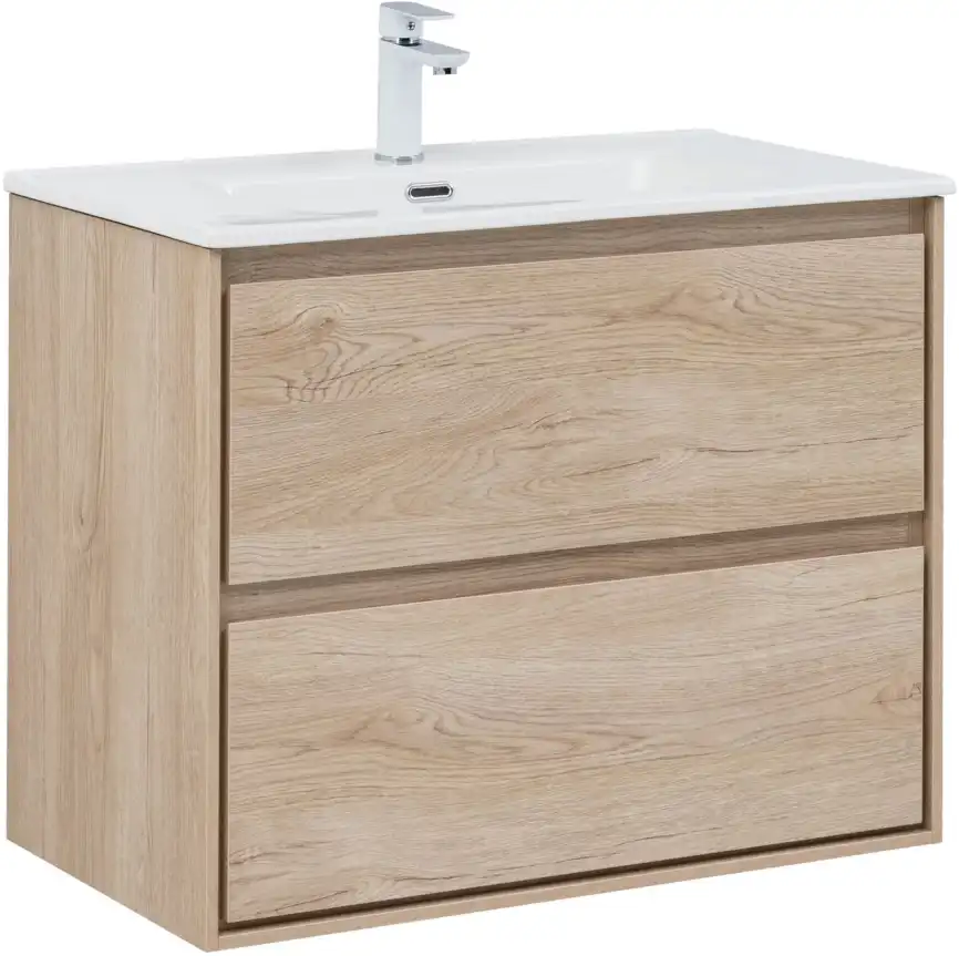 Тумба под раковину Aquanet Милан 80 дуб светлый, подвесная, 336384 фото 1