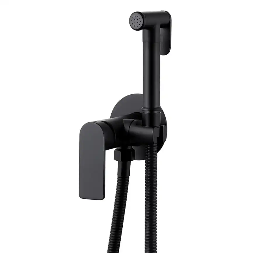 Смеситель ABBER Weiss Insel AF8025B с гигиеническим душем, черный матовый фото 1