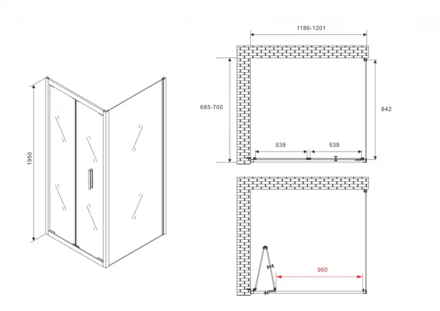 Душевой уголок ABBER Sonnenstrand 120х70 см, AG07120B-S70B, профиль черный, стекло прозрачное фото 4