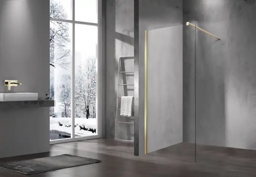 Душевая перегородка Vincea Walk in 100 VSW-1H100CLG, профиль матовый золотой, стекло прозрачное фото 2