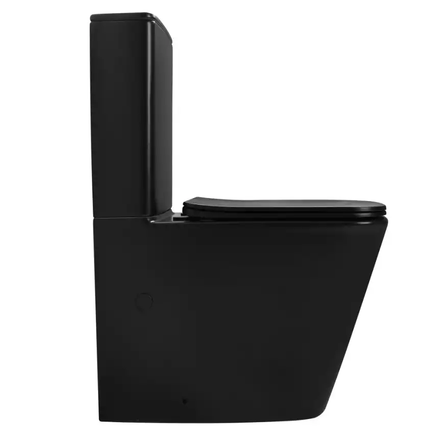 Унитаз-компакт ABBER Rechteck AC1210TMB черный матовый, безободковый, с бачком и сиденьем икролифт, смыв торнадо фото 3