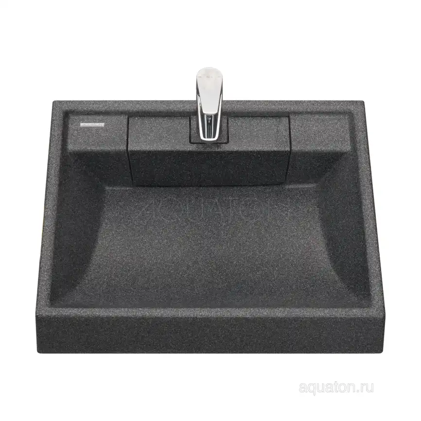 Раковина Aquaton Рейн 60х50 1A72103KRW210  над стиральной машиной, из литьевого мрамора, Графит фото 2