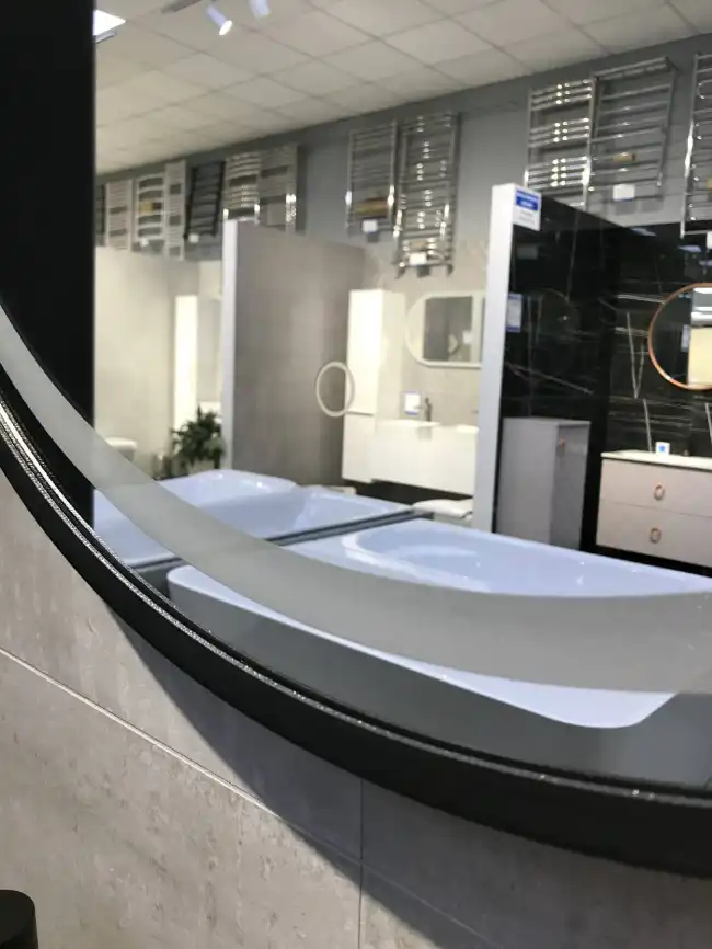 Зеркало с подсветкой AVS Мид 75x75 см, черное фото 4