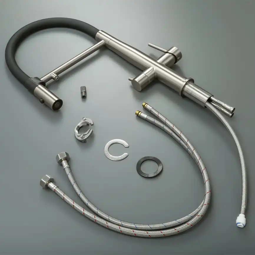 Смеситель для кухни с гибким изливом AVS PureRiver брашированный никель, 811-170-BN фото 16