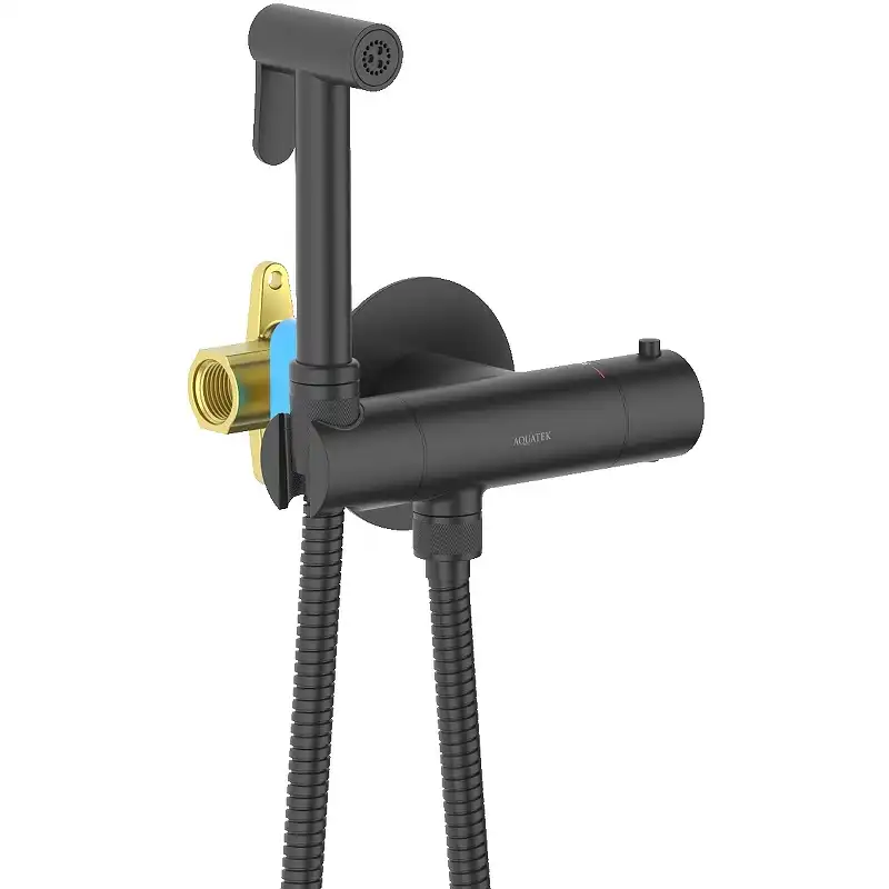 Гигиенический душ со смесителем Aquatek AQ1027MB термостатический, Черный фото 1