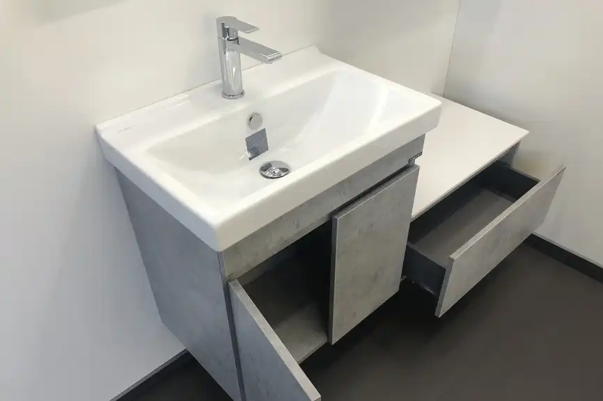 Тумба с умывальником Comforty Осло 80 Бетон светлый, 00-00000836 фото 6