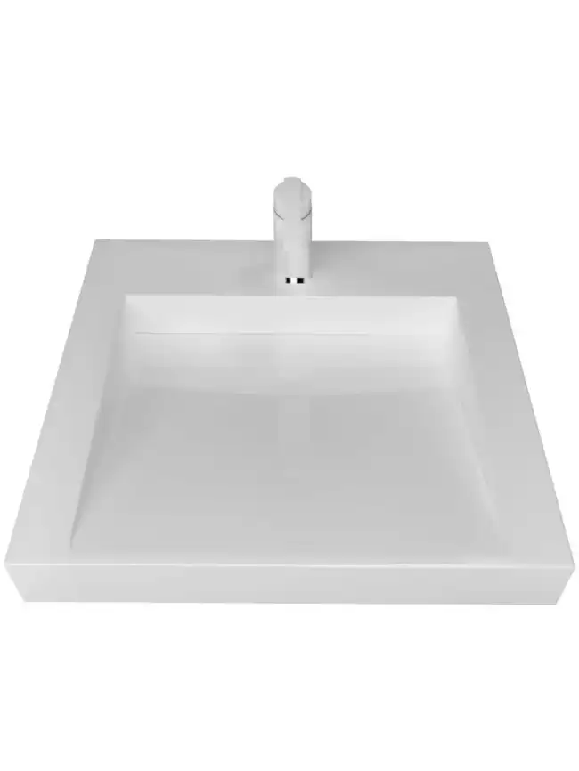 Раковина Marko Блюз 55 над стиральной машиной, из литьевого мрамора, Белая фото 2