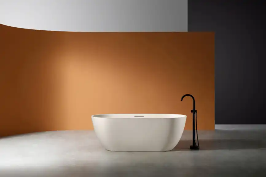 Ванна  Abber Frankfurt 170х75 AM9941MBE из искусственного камня, Светло-бежевая матовая фото 2