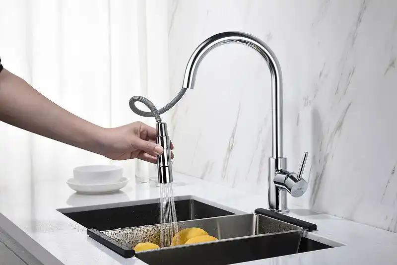 Смеситель для кухни Aquatek Европа AQ1384CR с выдвижной лейкой, Хром фото 7