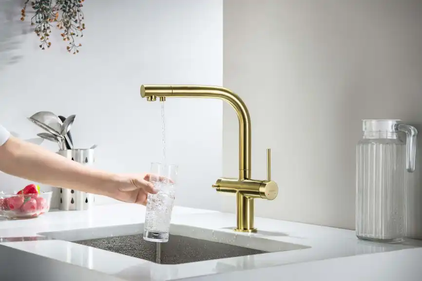 Смеситель для кухни Aquatek Европа AQ1385BG, Золото матовое фото 4