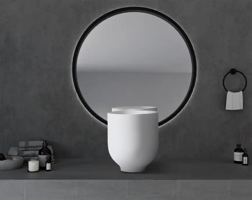 Раковина накладная ABBER STEIN 40х40х45 AS2618, круглая, белая матовая фото 3