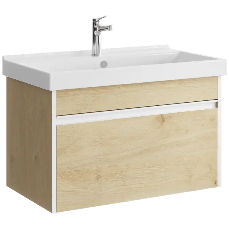 Тумба с раковиной подвесная Aqwella Urban 80 см, URB0108DD, цвет Дуб Давос фото 1