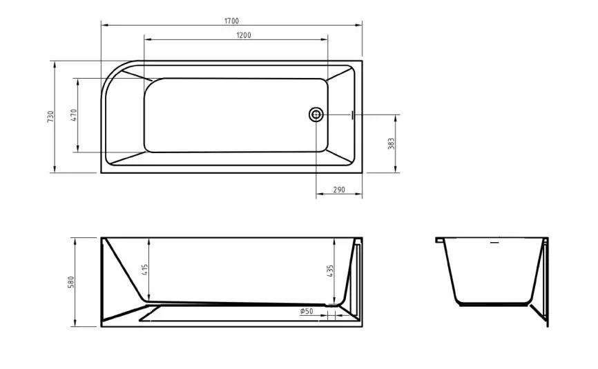 Акриловая ванна BelBagno 170х73 BB712-1700-730-L, отдельностоящая, Белая глянцевая фото 5