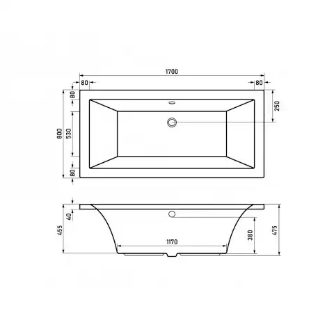 Акриловая ванна Alba Spa Kero 170х80 прямоугольная ВПР0360000100 фото 2