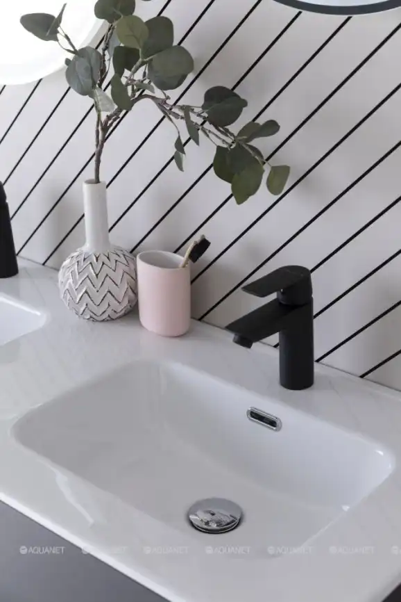 Раковина Aquanet Flat 120 254367 прямоугольная, Белая глянцевая фото 4