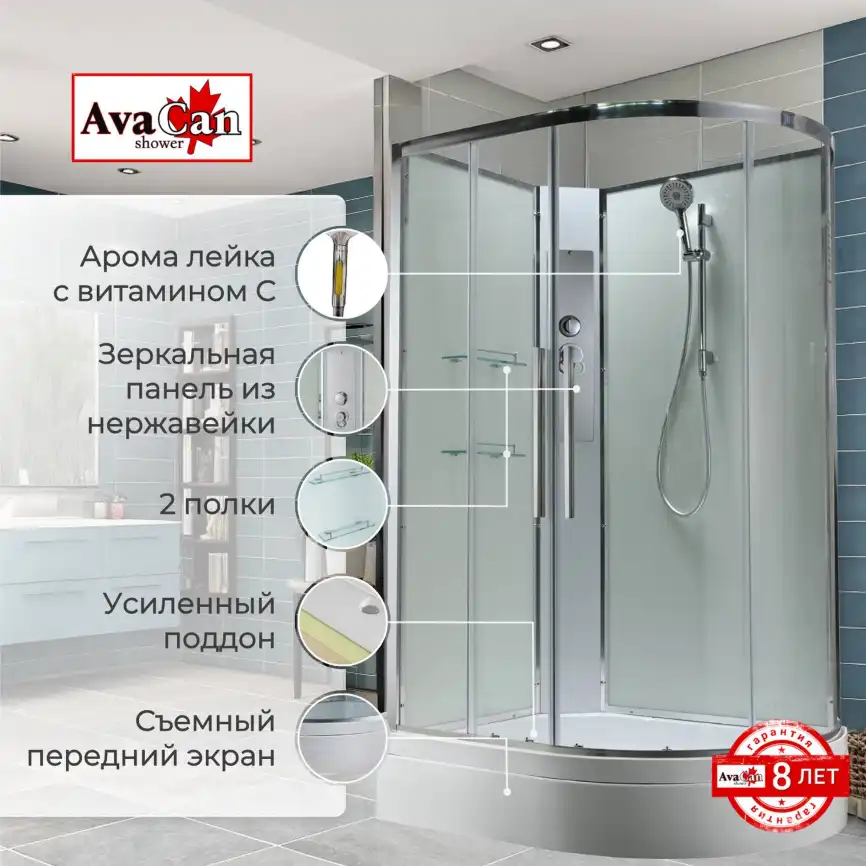 Душевая кабина AvaCan EM3812LNT 120x80 см, средний поддон, без крыши, левая фото 2