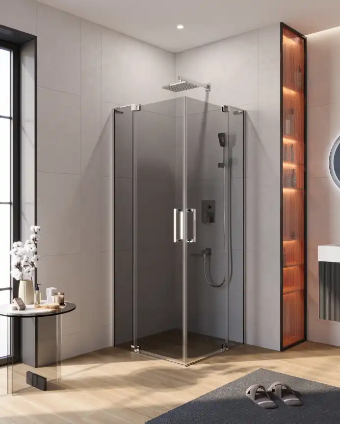 Душевой уголок CEZARES SLIDER-A-2-80/90-GRIGIO-Cr стекло Тонированное (графит), профиль Хром фото 1