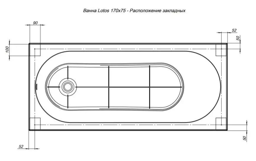 Акриловая ванна Aquanet Lotos 170х75 (311882), на каркасе, белая фото 6