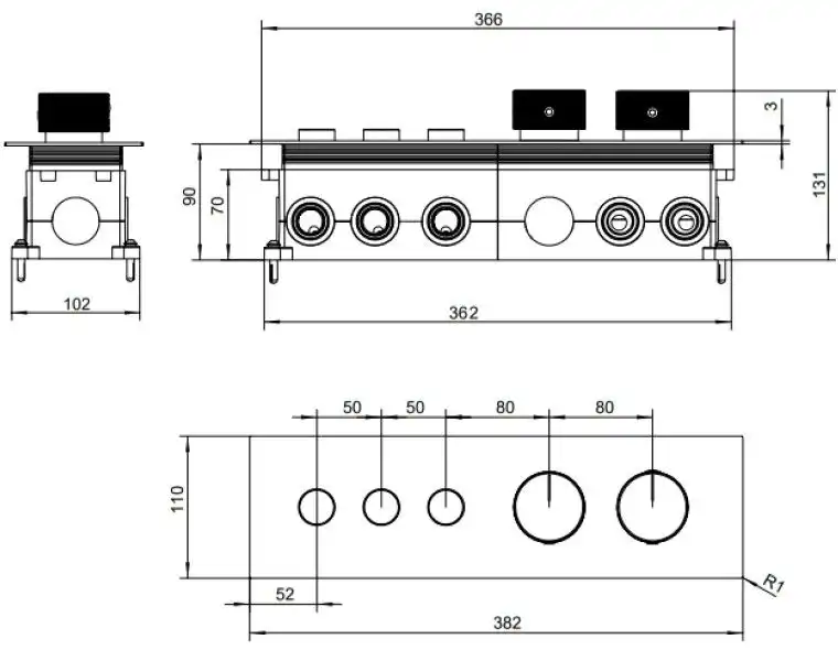 Смеситель для душа Allen Brau Liberty 5.33003-MG (с внутренней частью, 3 выхода) графит браш фото 2