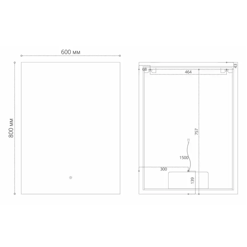 Зеркало Grossman PRAGMA-норма 60х80 186080 с подстветкой, сенсорный выключатель, с подогревом фото 3