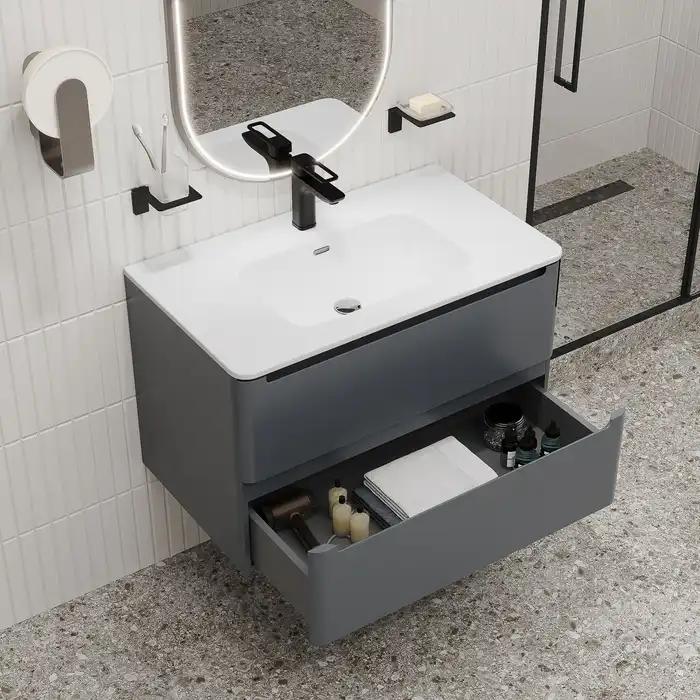 Тумба с раковиной IDDIS Edifice 80, подвесная, Темно-серый, EDI80D0i95K фото 13