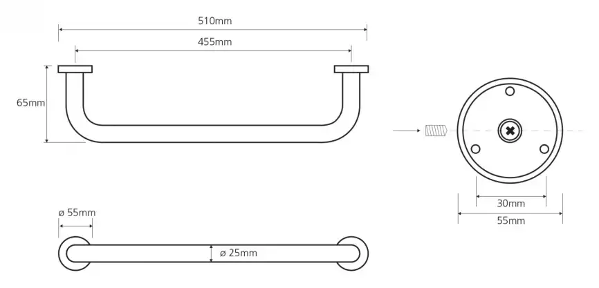 Поручень прямой 50 см BEMETA OMEGA хром 102307052 фото 2