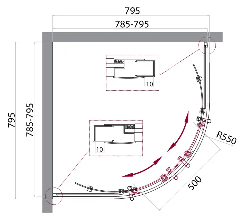 Душевой уголок BelBagno UNO-195-R-2-80-C-Cr профиль Хром стекло Прозрачное фото 3