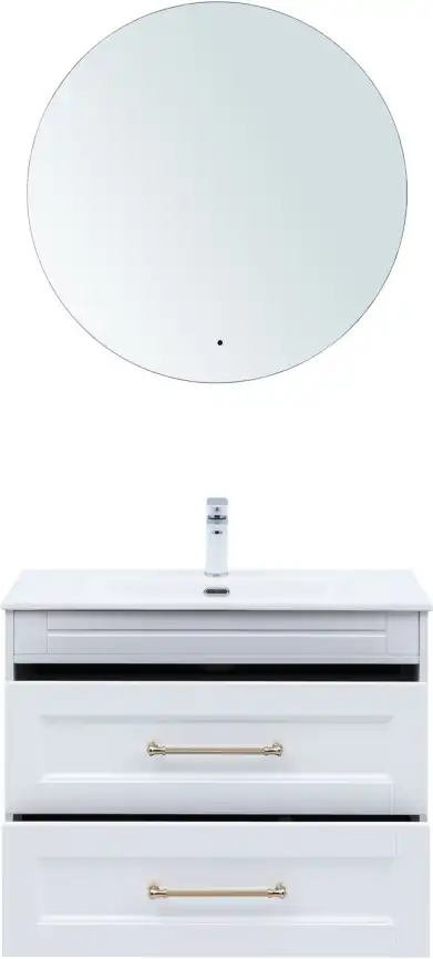 Тумба под раковину Aquanet Бостон new 80 белый сатин (ручки золото), 347182 фото 8