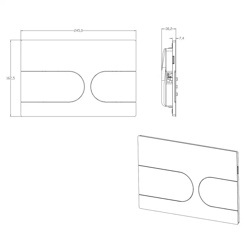 Кнопка смыва AZARIO NEW-TS AZ-SS-001-GG, Серый матовый фото 3