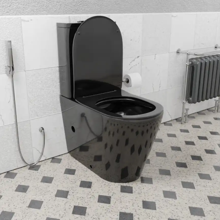 Унитаз-компакт CeramaLux 2178-18, безободковый, с бачком и сидением микролифт Черный фото 4