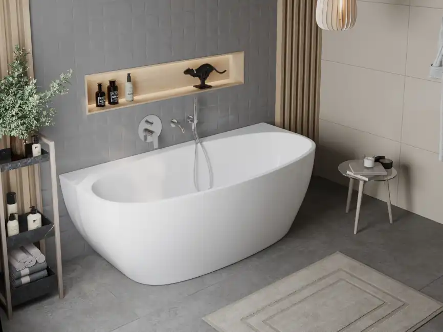 Акриловая ванна BELBAGNO 170х80 BB83-1700-W0 овальная, пристенная, без перелива, Белая фото 5