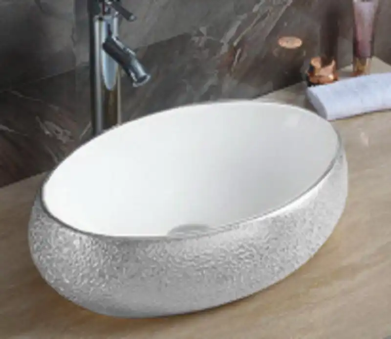 Раковина накладная CeramaLux 490х340х140 433SS, цвет Белый / Серый фото 1