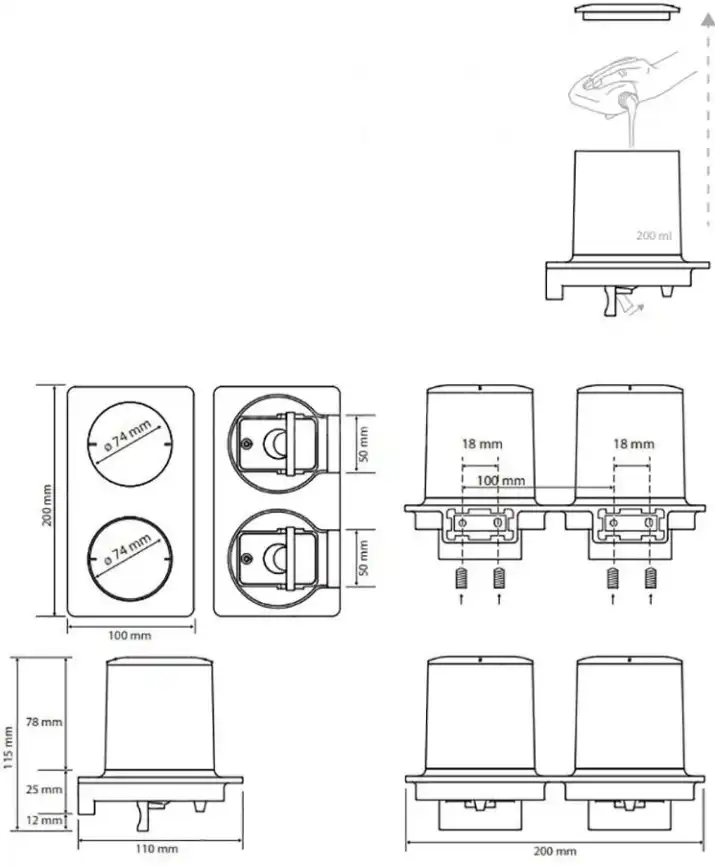 Настенный дозатор для жидкого мыла двойной 20 см BEMETA ORGANIC Хром 157109271 фото 2