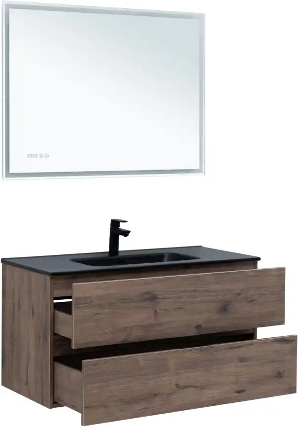 Тумба под раковину Aquanet Алвита New 100 2 ящика, дуб веллингтон табак 334188 фото 6