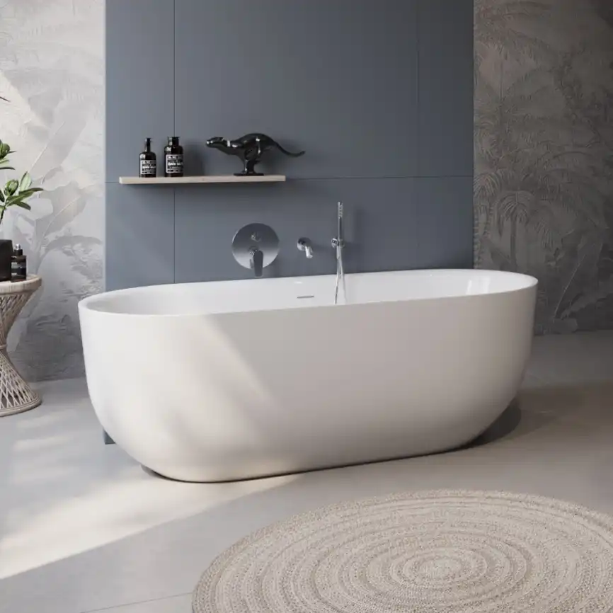 Акриловая ванна BELBAGNO 170х80 BB706-1700-770 овальная, отдельностоящая, Белая фото 6