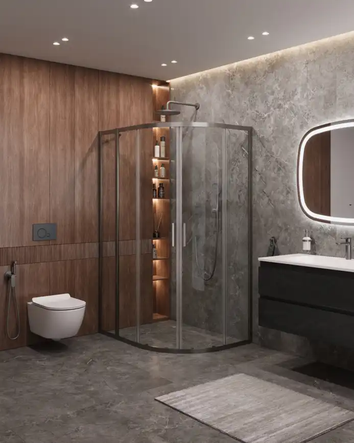 Душевой уголок CEZARES MOLVENO-RH-2-110/90-C-GM-IV стекло Прозрачное, профиль Оружейная сталь фото 1