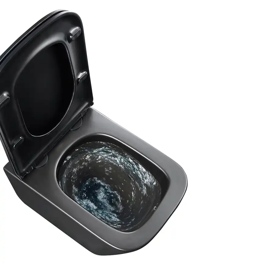 Подвесной унитаз Lemark FLOREX 9612002, безободковый с сиденьем микролифт, смыв вихревой Торнадо 3.0, чёрный матовый фото 10