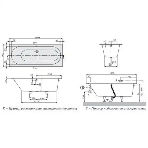 Квариловая ванна Villeroy&Boch Oberon 190x90 UBQ199OBE2V-01 фото 3