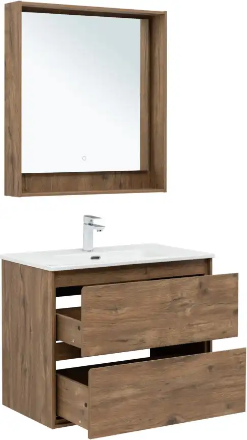 Тумба под раковину Aquanet Милан 80 дуб рустикальный, подвесная, 336379 фото 8