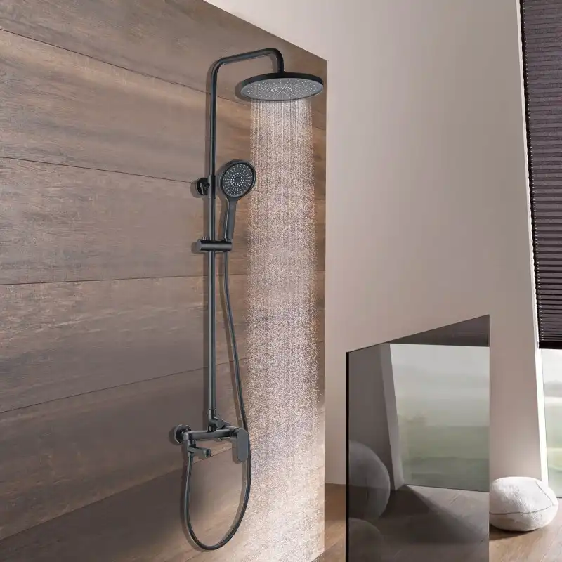 Душевая система Azario ARIZONA AZ-20BR для ванны с изливом, верхний и ручной душ, Черный матовый фото 6