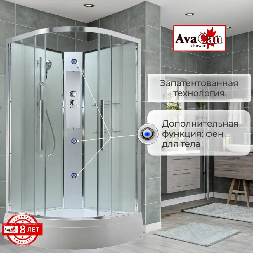 Душевая кабина AvaCan EM3080NT 80x80 см, средний поддон, без крыши фото 4