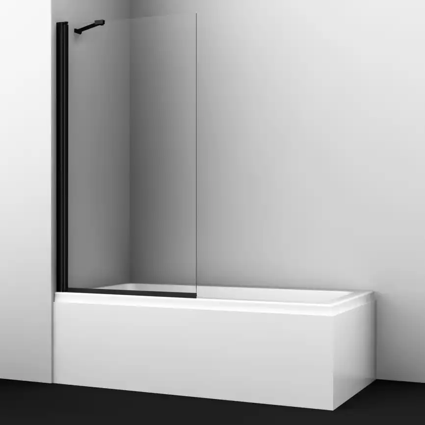 Шторка для ванны WasserKRAFT Berkel 48P 80 см, 48P01-80 BLACK Fixed, профиль Черный, стекло Прозрачное фото 4