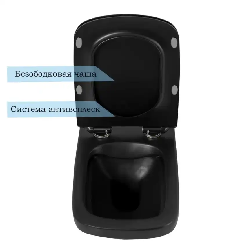 Подвесной унитаз BelBagno SELA BB3201CHR-MB, безободковый, Чёрный матовый фото 2